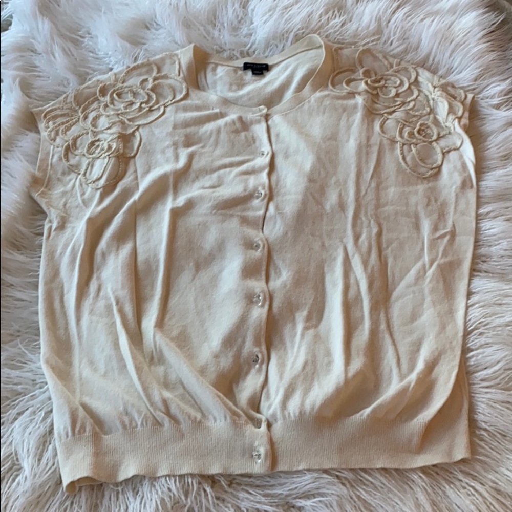 Ann Taylor Short Sleeve Button Up Sweater